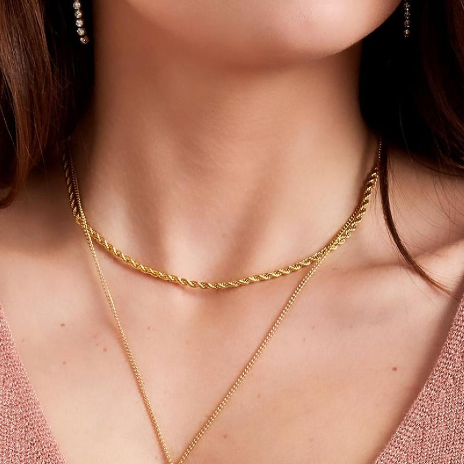 Necklace double chain star &amp; moon Picture4